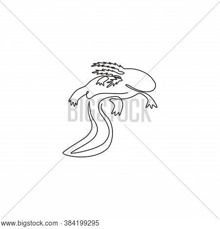 Single Continuous Line Drawing Of Beauty Axolotl For Company Logo Identity. Mexican Walking Fish Mas