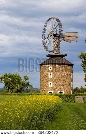 Dutch type windmill With a unique Halladay turbine in Ruprechtov, Southern Moravia, Czech Republic