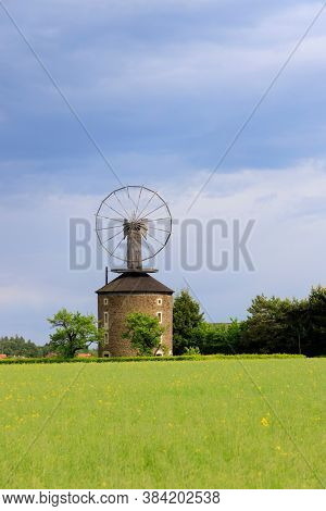 Dutch type windmill With a unique Halladay turbine in Ruprechtov, Southern Moravia, Czech Republic
