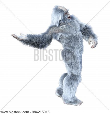 3D Rendering Yeti On White