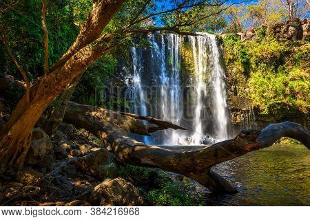 Llanos The Cortes Waterfall In Bagaces, Costa Rica