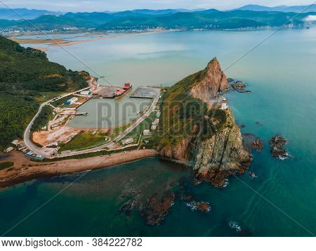 Above. Rudny Lighthouse At Cape Briner In The Village Of Smychka (rudnaya Pristan), Primorsky Territ
