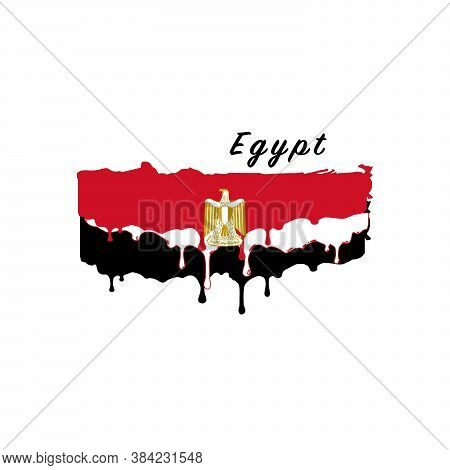 Painted Egypt Flag, Egypt Flag Paint Drips. Stock Vector Illustration Isolated On White Background