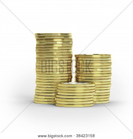 Pila de goldcoins aislado