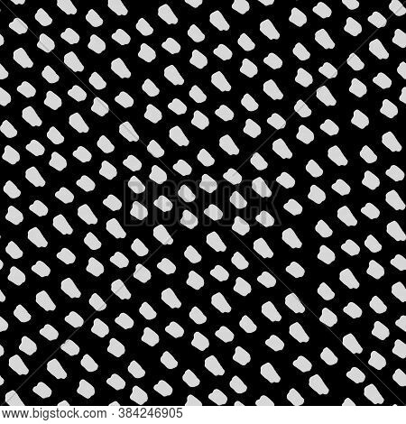 Seamless Repeating Pattern With Marker Ink Pen Spots. Black And White Vector Background For Surface 