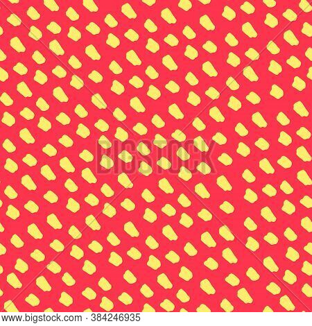 Seamless Repeating Pattern With Marker Ink Pen Spots. Coral-red Vector Background For Surface Design