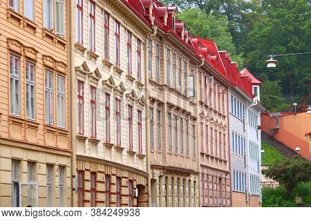 Gothenburg City In Sweden. Haga District Old Town Street View.