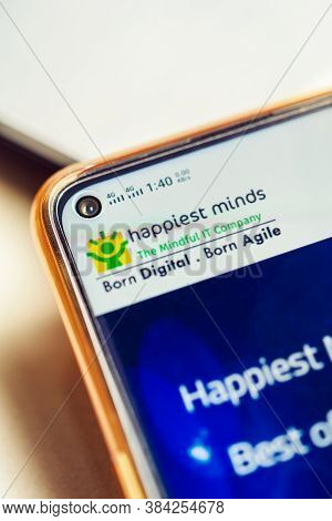 Kolkata, West Bengal, India, September 7, 2020 : Happiest Minds Ipo Background. Official Website Of 