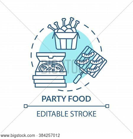 Party Menu Concept Icon. Large Amounts Of Tasty Food. Big Company Meal Offers. Fast Food Menu Idea T