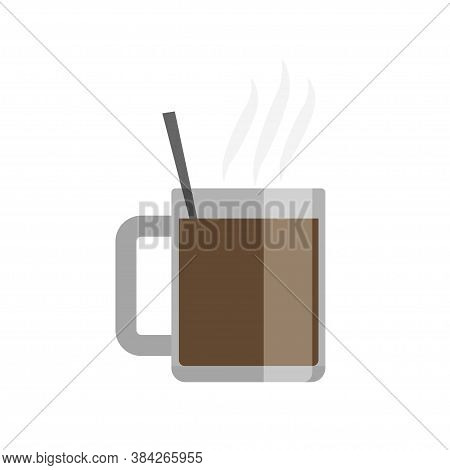 Coffee Cup Icon. Simple Flat Vector. Morning Coffee In Glass.