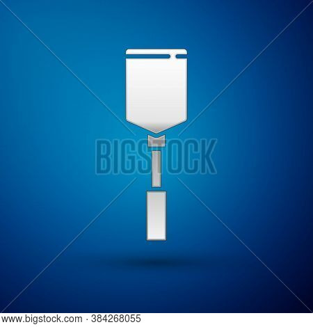 Silver Spatula Icon Isolated On Blue Background. Kitchen Spatula Icon. Bbq Spatula Sign. Barbecue An