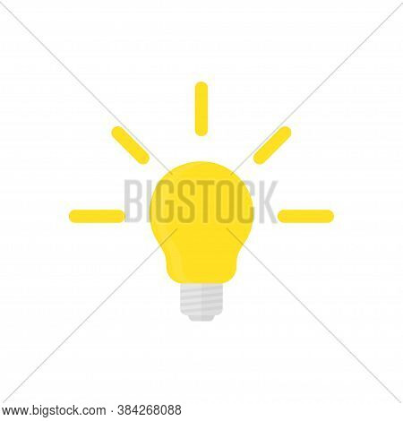 Bulb Simple Icon. Light, Illustration Idea Concept In Vector Flat