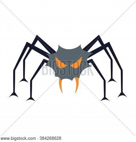 Illustration Of Evil Spider. Happy Halloween Sylized Image.
