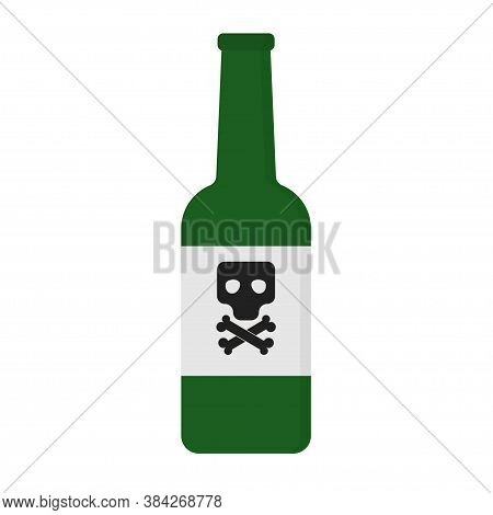 Beer In Bottle Simple Flat Icon Isolated Illustration.