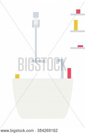 House Flat Illustration. Vector Bathroom Interior Concept.