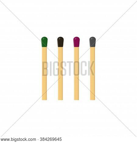 Vector Abstract Illustration Wood Match Set In Flat.