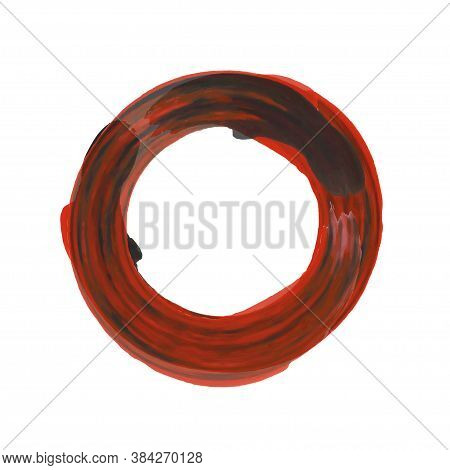 Enso Symbol Vector Design. Red Brush Stroke Round Shape. Grunge Stroke Circle. Enso Zen Symbolic Sig