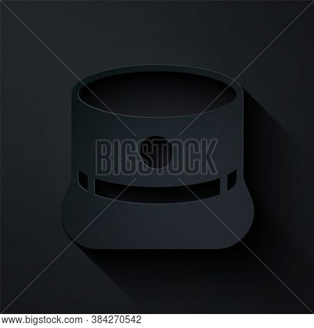 Paper Cut Kepi Icon Isolated On Black Background. Cap Army Uniform Headgear. Historic General Hat. P