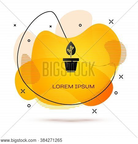 Black Plant In Pot Icon Isolated On White Background. Plant Growing In A Pot. Potted Plant Sign. Abs