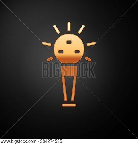 Gold Mace, Symbol Of Ukrainian National Power Icon Isolated On Black Background. Traditional Weapons