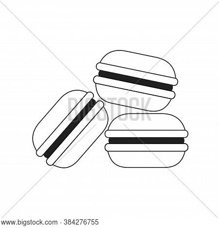 Isolated Line Vector Illustration. Macaroons Desset Icon In Flat.