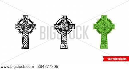 Celtic Cross Icon Of 3 Types Color, Black And White, Outline. Isolated Vector Sign Symbol.