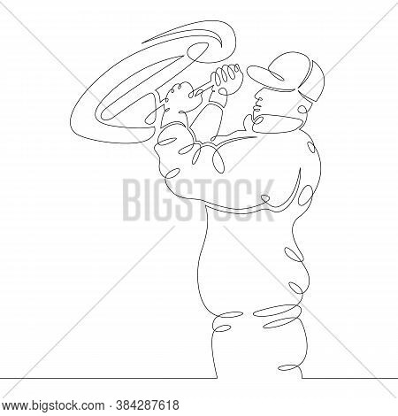 One Continuous Drawing Line Logo Portrait Auto Mechanic Engineer Fixing Mechanism .single Hand Drawn