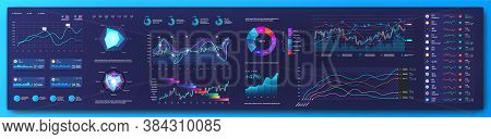 Graphic Elements Ui, Ux, Kit For App And Dashboard. Infographic Template Dashboard With Charts, Diag