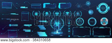 Digital Set With Hud Elements (callouts Titles, Holograms Projectors, Circle Sky-fi Gadgets, Frames)
