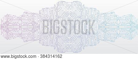 Wide High-tech Technology Background Texture. Circuit Board Vector Illustration. Microelectronics An