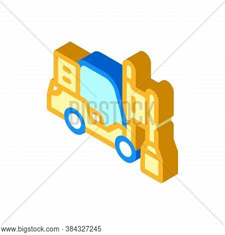 Pile Driver Isometric Icon Vector Isolated Illustration