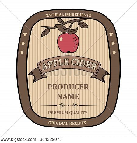 Label For Apple Cider Template Retro Vector Isolated