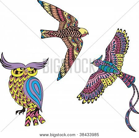 stilisierte Bunte VÃ¶gel