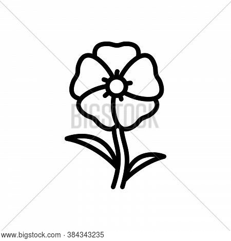 Black Line Icon For Hollyhock Althaea Malvaceae Alcea-rosea Blooming Natural Flower Botanical