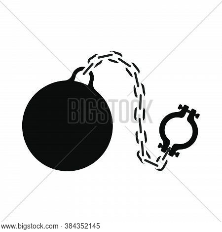 Fetter With Ball Icon. Flat Color Design. Vector Illustration.