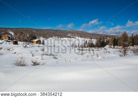 View Of Ulagan Highlands In Altay Mountains In The Winter, Siberia, Russia