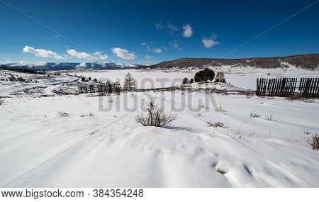 View Of Ulagan Highlands In Altay Mountains In The Winter, Siberia, Russia