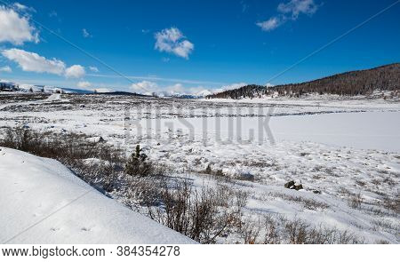 View Of Ulagan Highlands In Altay Mountains In The Winter, Siberia, Russia