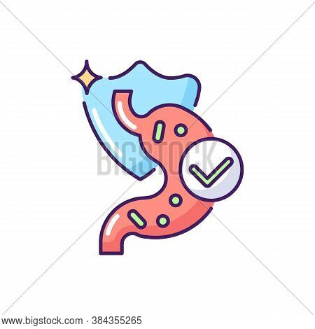 Probiotics Rgb Color Icon. Microbiology And Bacterium. Healthy Eating For Gut. Digestive System. Gas