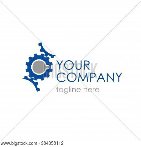 Vector Logo With Gears Transmission For Industrial And Engineering Company