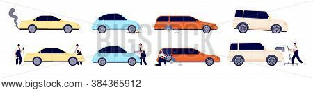 Car Repair. Auto Services, Diagnostic Wheels Maintenance. Auto Mechanic Working With Automobile, Tra