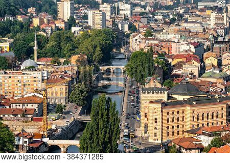 View of the historic centre of Sarajevo , Bosnia and Herzegovina