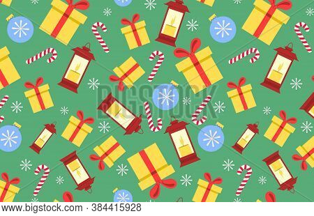 Christmas And New Year Pattern For Wrapping Paper, Clothes, Cards. Stock Vector Illustration.