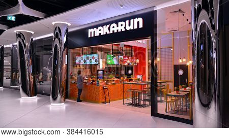 Warsaw, Poland. 8 September 2020. Sign Makarun. Company Signboard Makarun.