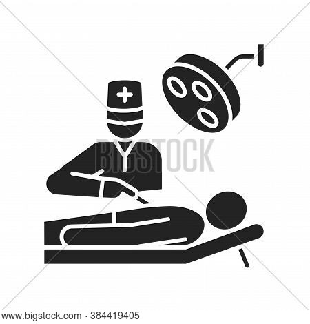 Surgery Abdominal Cavity Black Glyph Icon. Surgical Emergency. Pictogram For Web Page, Mobile App, P