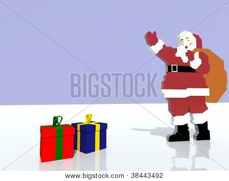 SAnta Claus - plastové 3D obrázek se stínem a reflexe