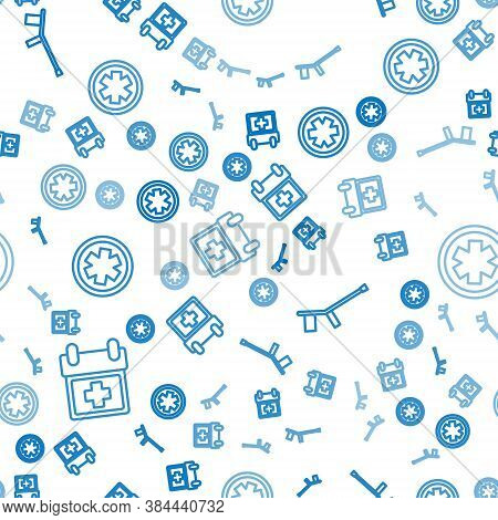 Set Line Doctor Appointment, Crutch Or Crutches And Medical Symbol Of The Emergency On Seamless Patt