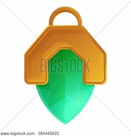 Green Emerald Amulet Icon. Cartoon Of Green Emerald Amulet Vector Icon For Web Design Isolated On Wh