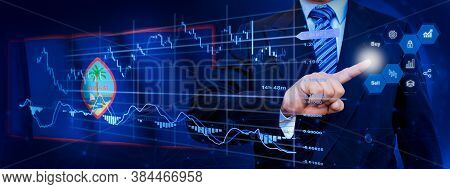 Businessman Touching Data Analytics Process System With Kpi Financial Charts, Dashboard Of Stock And