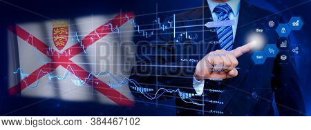 Businessman Touching Data Analytics Process System With Kpi Financial Charts, Dashboard Of Stock And